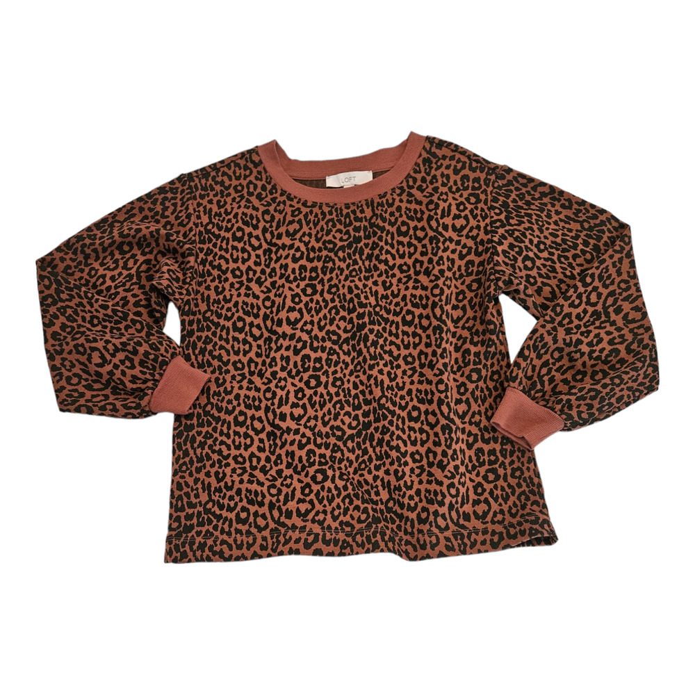 LOFT XS Leopard Print Long Sleeve Pullover Sweater